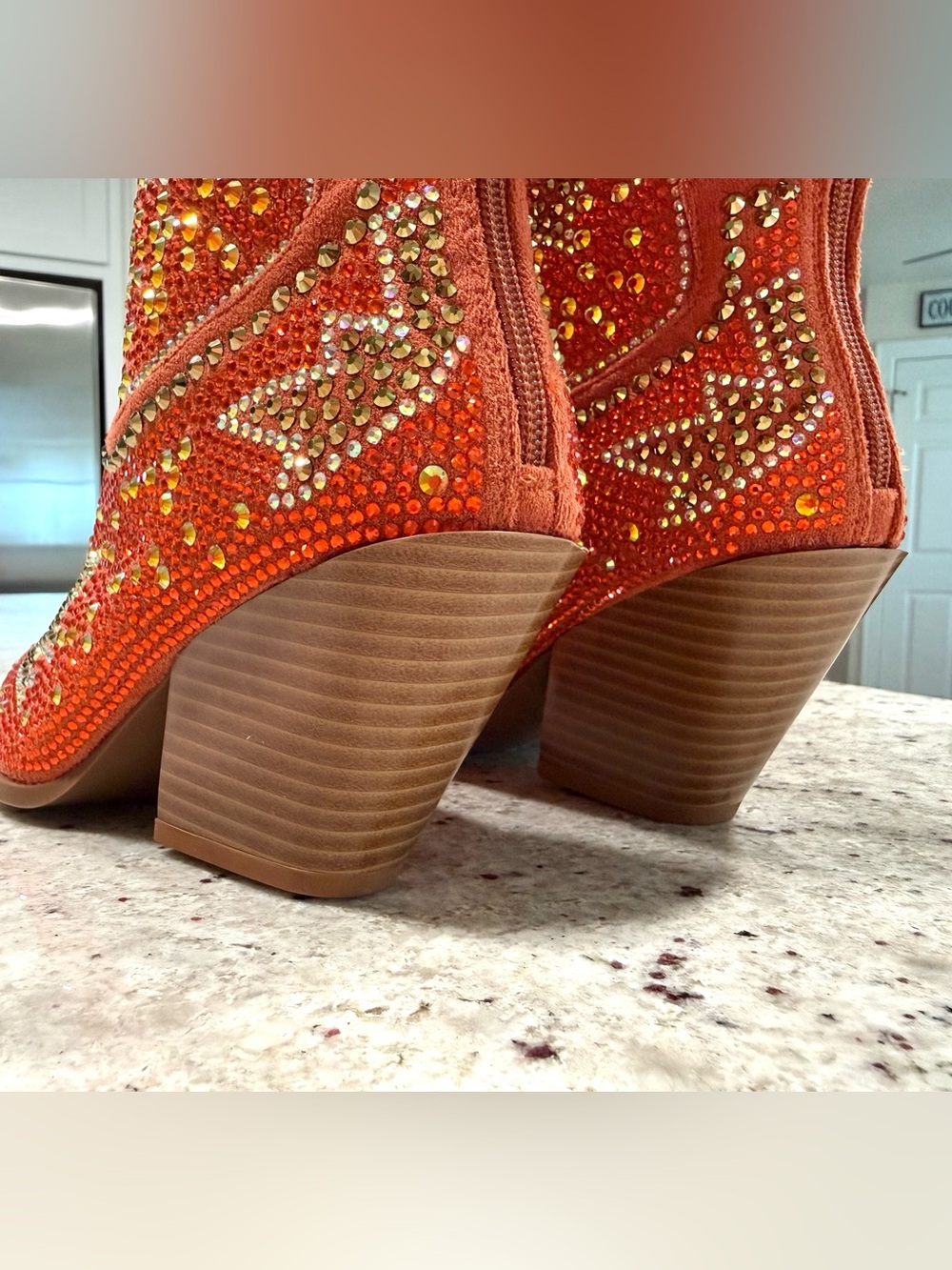 AZALEA WANG WOMEN'S ORANGE "SCOTT" WESTERN BOOTIES Cowboy Boots "NWT" - Picture 7 of 17